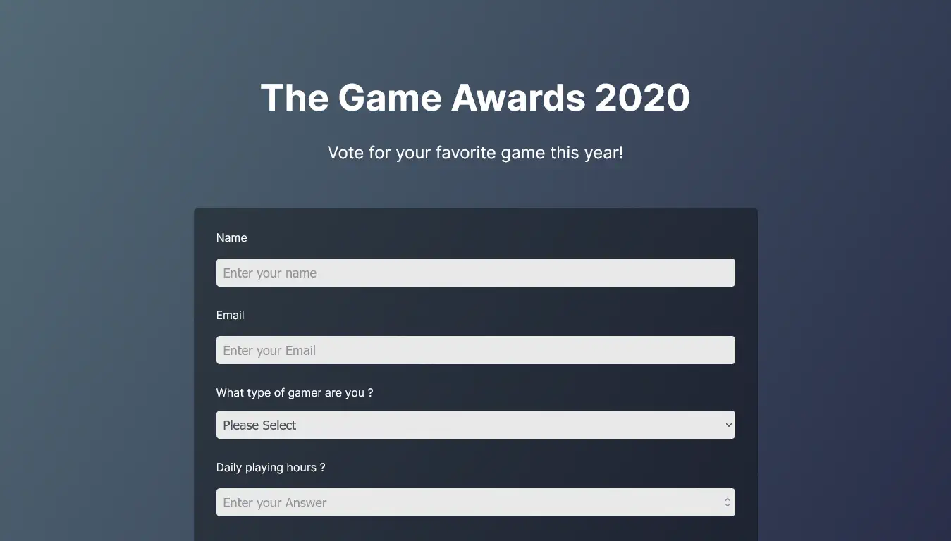 Game Awards Survey